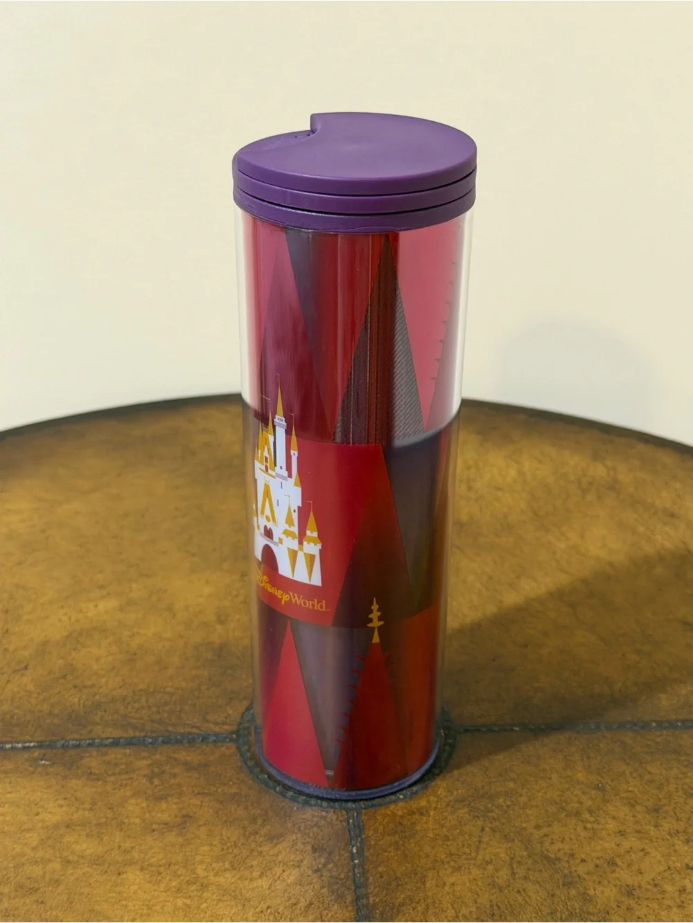 NEW WALT DISNEY WORLD STARBUCKS CINDERELLA CASTLE RED TRAVEL TUMBLER 16oz